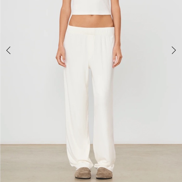 Eterne Pants - Eterne Egyptian Cotton Lounge Pant Size S Cream Straight Leg Soft Stretchy Chic